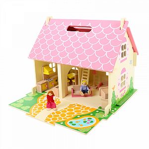 Drevený domček pre bábiky prenosný