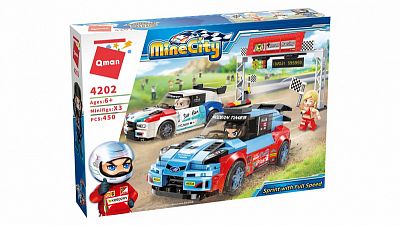 Qman MineCity 4202 Závodní auta 450 dílků 3 figurky